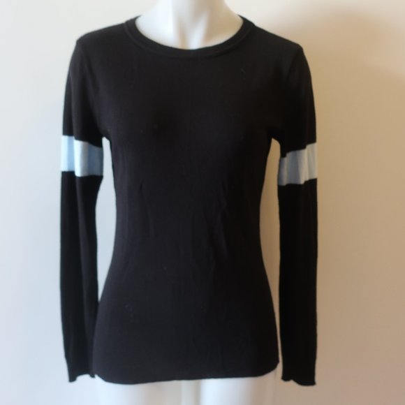 WOMENS POLKADOT USA BLACK BLUE CREW NECK THIN KNIT SWEATER S/M * - Picture 2 of 10